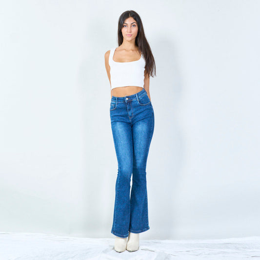 Pantalon Jeans evase haute taille