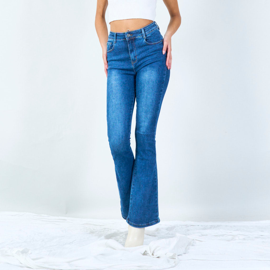 Pantalon Jeans evase haute taille