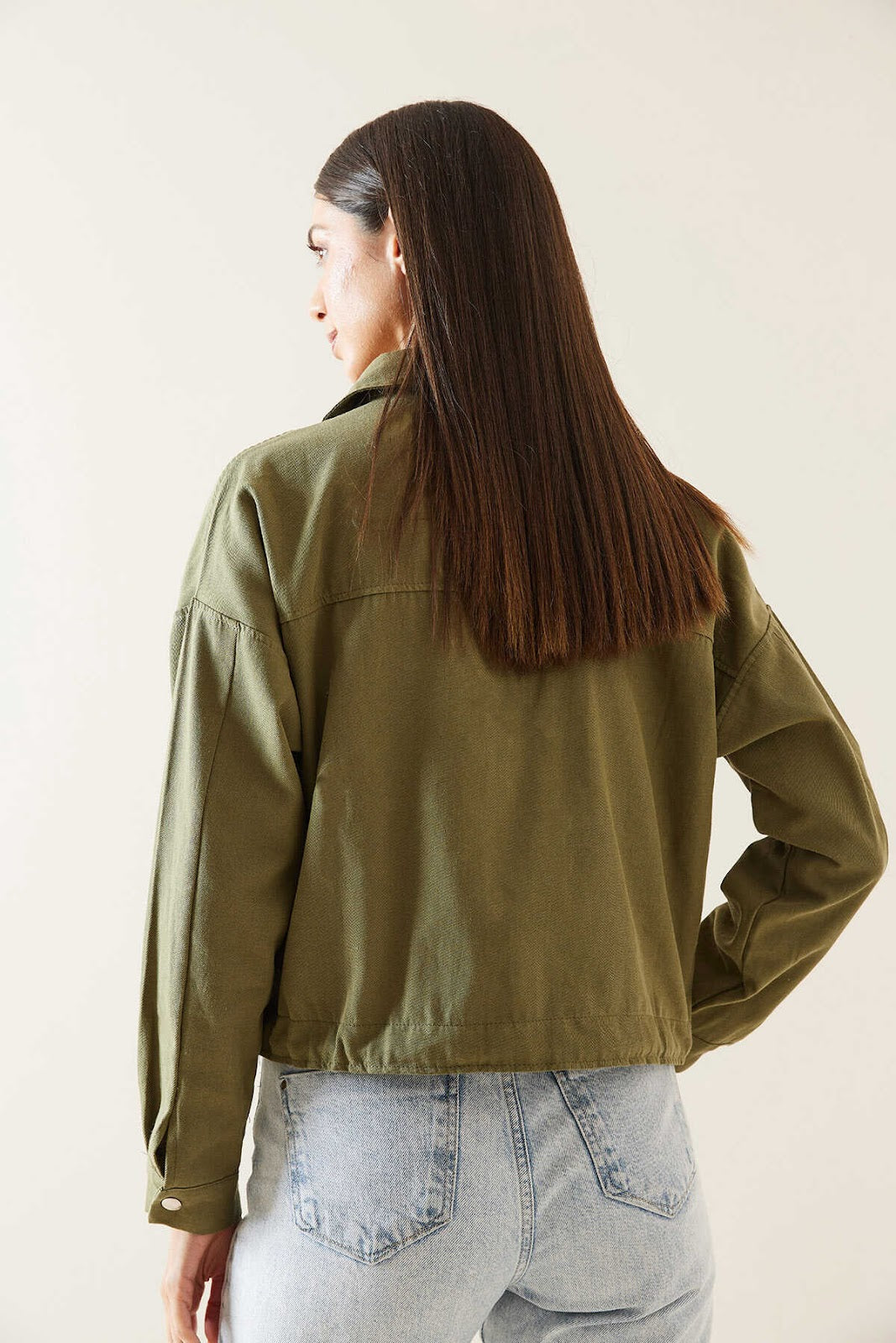 Veste courte kaki à double poches